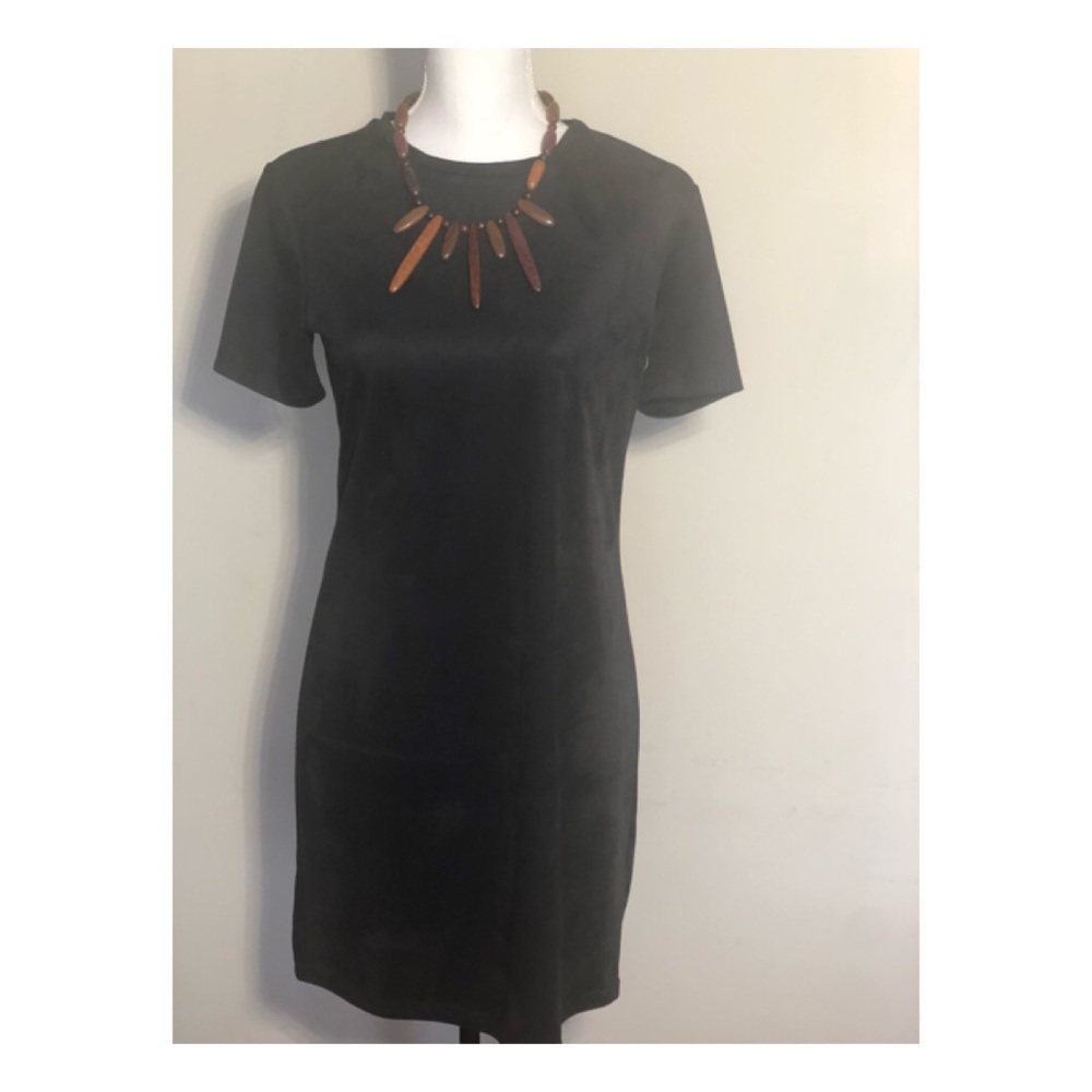NWT Zara Faux Suede Shift Dress, Dark Navy Blue / Midnight, Size S basic dress